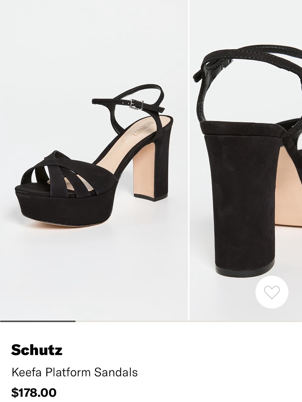 SCHUTZ Black Keefa Platform Sandal Heels, size 9